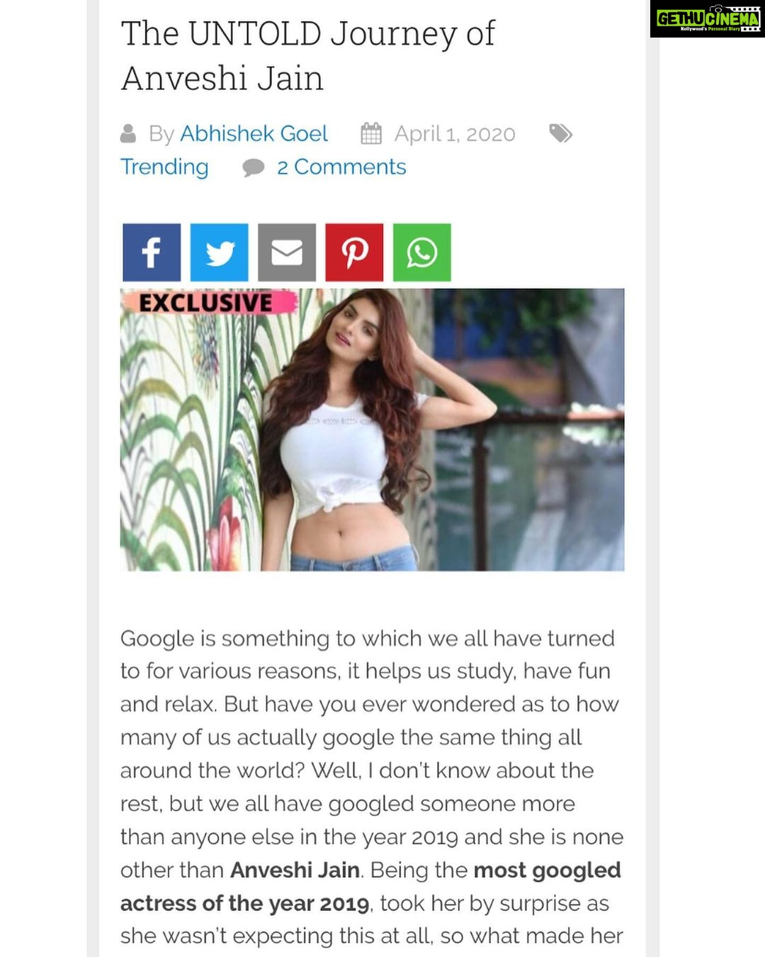 Anveshi Jain Instagram - Thank you @theceleblyf ! Beautifully articulated article ! ❤️ Mumbai, Maharashtra