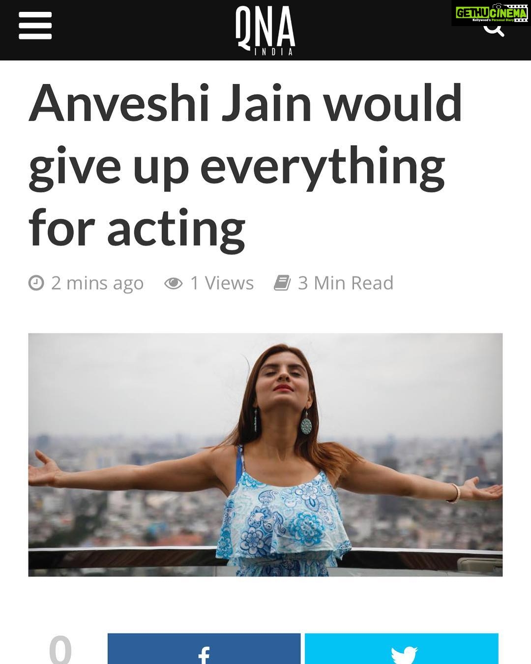 Anveshi Jain Instagram - https://www.qnaindia.com/anveshi-jain-would-give-up-everything-for-acting/ Pretty much !! #l #Q&Aindia#article #media #coverage #interestingread #anveshijain #love #for #acting Mumbai, Maharashtra