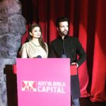 Anveshi Jain Instagram - After 2 years ,we are co- host again . A stage full of wit ,humour and energy when we host along . Cheers to a great show and a good audience response @aamirali555 .
