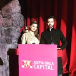 Anveshi Jain Instagram - After 2 years ,we are co- host again . A stage full of wit ,humour and energy when we host along . Cheers to a great show and a good audience response @aamirali555 .