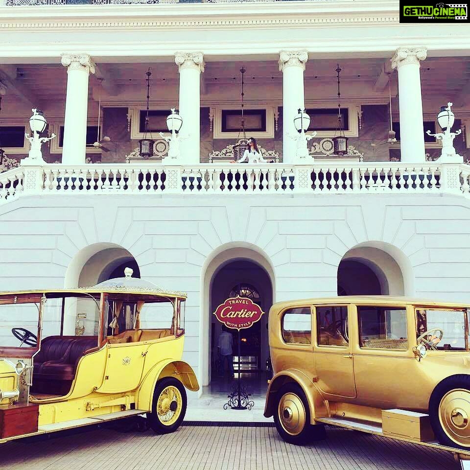 Anveshi Jain Instagram - Exactly this ! Where I look too small in front of my castle and collection of vintage cars ! # majorthrowback#cartier #cartiertravelshow