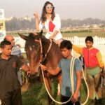 Anveshi Jain Instagram - When 6 people helped me to do this difficult task #horseriding #papparazi Mahalaxmi Racecourse