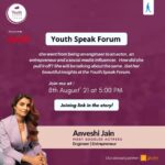 Anveshi Jain Instagram - Youth speak forum is a platform created by AIESEC indore ! I am looking forward to meet you guys . Swipe link to join is in the story . See you at 5:15 pm today ! Mumbai, Maharashtra