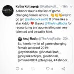 Ashnoor Kaur Instagram – It’s such an honour to be amongst the ‘TOP 10 GAME-CHANGING FEMALE ACTORS OF HINDI ENTERTAINMENT-2019”
Along with, @priyankachopra @sonamkapoor @realhinakhan @bhumipednekar and @taapsee , the people who’ve always inspired me♥️
.
Such recognitions always motivate you to do even better! Yes, hardwork does pay off!
.
Thanks for the recognition @theanujradia all the way from UK! And also, a big thanks to @rajitawriter Ma’am for believing in me, for giving me Mini with various shades to portray and explore myself as an actor! Thank you @beingyusufansari sir for always pushing me to do my best!
And last but not the least, all my #Ashnoorians for the tremendous support♥️ Love you alll!