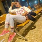 Ashnoor Kaur Instagram - Early morning flight, and pajamas as your airport look, what else do you need😍 Can you guess where am I off to? Some place I always wanted to go♥️ My #AiportLook Outfit by @pankhclothing Shoes by @adidas 📸 by @kauravneet79 #ootd #whatiwore #AshnoorStyleDiaries #travel #AirportDiaries #Goodmorning Mumbai Airport