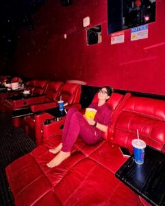 Ashnoor Kaur Instagram - Matching my outfit with my recliners is my new hobby ;p #CasualNights #AboutLastNight #MovieTime At The Cinema