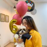 Ashnoor Kaur Instagram - My baby’s half birthday celebrations♥️ @woof.ziggy Time flies, and it’s sucha surreal experience seeing you grow up🥺 Thanks to all his and my fiends who came and made the day so memorable!!! I love you Zigguuu✨ . . Dog cake by @puplords_barkery