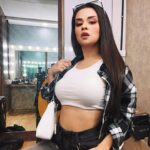 Avneet Kaur Instagram - As good as it gets.🖤⚡️ #avneetstylediaries Shirt: @urbanic_in Top: @zara Pants: @urbanic_in Bag: @prada Shades: @dior Mumbai, Maharashtra