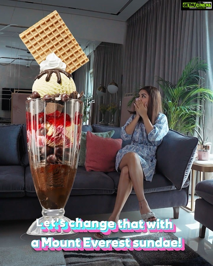 Avneet Kaur Instagram - Turning a long, hot, boring day around with an expedition to Mount Everest. Of course, I'm talking about Mount Everest Sundae! @baskinrobbinsin's new sundae with layers and layers of indulgence is the tallest sundae I've ever had, and the most delicious one, too! Come join me on this expedition to Everest! Head to a Baskin Robbins parlour near you and ask for the Mount Everest Sundae today. #BaskinRobbins #BRSummerParty #TallestSundaeEver