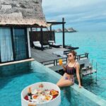 Avneet Kaur Instagram - Croissant and 🍾 kinda days….🌊🥐💫 Stylist : @styling.your.soul Swim suit: @swimwearindia_shop 🕶- @miumiu Maldives
