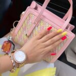 Avneet Kaur Instagram - Current vibe.💗💛🤍❤️ #somenailinspo #summernails Mumbai, Maharashtra