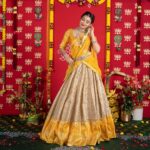 Bhanu Sri Mehra Instagram - Beauty doesn't last forever but a beautiful personality does 🔱✨️ @kadhambari_studio #halfsaree #treditional #yellow #love #bhanusree🔥❤️ #Instagram