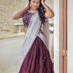Bhanu Sri Mehra Instagram – Good evening to everyone 😊💜💟
Outfit by:@navya.marouthu 
#sunday