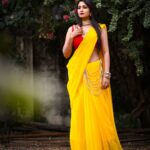 Bhanu Sri Mehra Instagram - Standing alone doesn't mean I am alone. It means I'm strong enough to handle things all by my self ❤💃 Costume By - @firoz_design_studio Accessories By - @aadyaah_by_malathi Styled By - @greeshma_krishna.k Photography By - @sampathnachu50 . #styledbygkk #friday #happyness #lovered #yellow