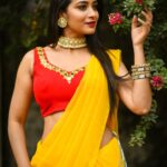 Bhanu Sri Mehra Instagram - I may not be the best.....but I sure am trying my best. Costume By - @firoz_design_studio Accessories By - @aadyaah_by_malathi Styled By - @greeshma_krishna.k Photography By - @sampathnachu50 . #styledbygkk #yellow #red #loves #peaceofmind✌ #cool