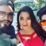 Bhanu Sri Mehra Instagram - With my sweet brother's we have done one show in MAA TV I will let you know the date and time okay guys!!! This beautiful red colour frock outfit by @swapna_paidi ##starmaatv