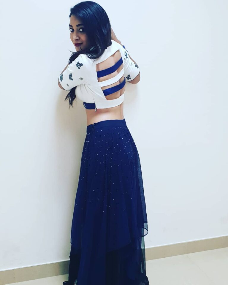 Bhanu Sri Mehra Instagram - This lovely blue& white outfit by @thehlabel