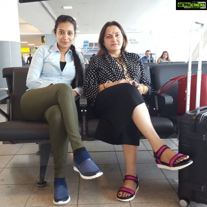 Bhanu Sri Mehra Instagram - New york airport with jayaprada 😀