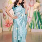 Bhanu Sri Mehra Instagram - You glow different when you’re actually happy 😊 Designed by: @varuni_couture #saree #sareelove #instafashion #instagram #photoshoot #bhanusree