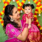 Hari Teja Instagram - These are the days I never want to forget .. holding u is my favourite part of life .. loads of love to u my bhoomi talli ❤️ Thank u @riya_designing_studio for these beautiful outfits ❤️❤️ PC: @giggles_photography_hyd ❤️. Makeup & hair : @vimalareddymakeovers ❤️