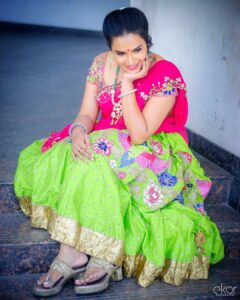 Hari Teja Instagram - Wearing @althea.krishna outfit for yesterday’s Super singer ❤️ styled by @vid_vidya 🥰❤️ jewellery: @aquamarine_jewellery 😌😌 PC: @ekorphotography 😀😀