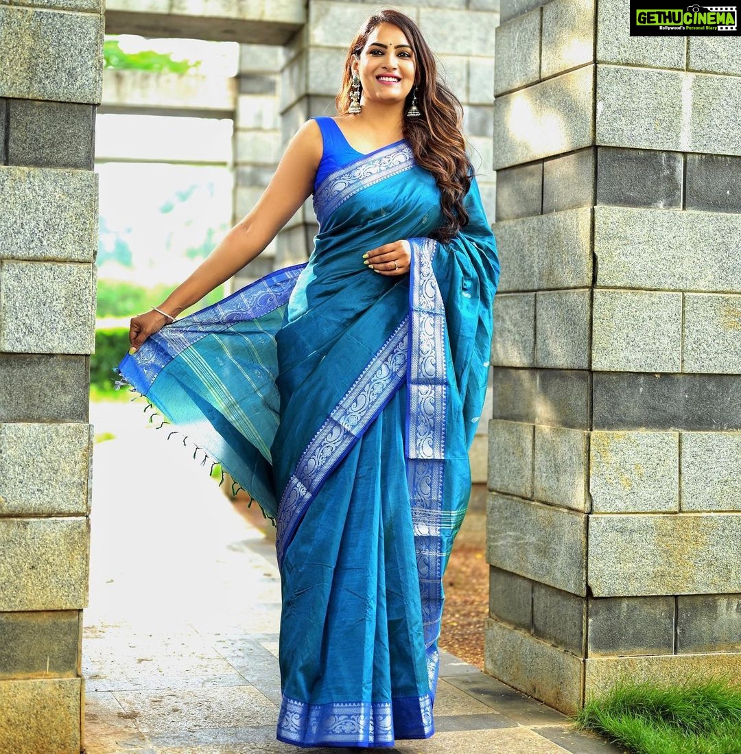 Himaja Instagram - Saree vibes 💙 💙💙💙💙💙💙💙💙💙💙💙💙💙Saree and jewellery by @yuva_creations #sareevibes #sareelove #saree #sareefashion