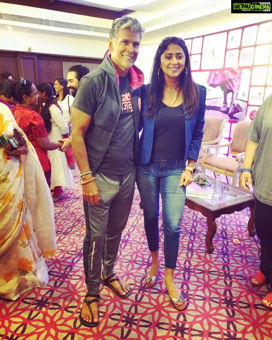Kaniha Instagram - With @milindrunning at the @pinkathonindia press meet in Chennai. Thank you for making me the 10k mascot. Was an absolutely beautiful morning with a whole a lot of positivity. Thank you @the_kangaroo_parent For inviting me to be a part of this wonderful community. Thank you @f45_neelankarai for transforming me into a fit person everyday. Motivated πͺπͺ #pinkathon #milindsoman #running #fitness #f45neelankarai #10krun #stayfit #kaniha Chennai, India