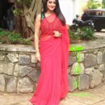 Kaniha Instagram - Red means passion Red means anger Red means love I love 'mix and match' Wearing my most favorite attire❤ Wearing a simple Red chiffon saree with a crop top from the store H&M @hm #kdl #kaniha #amritatv