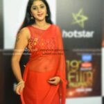 Kaniha Instagram - For an Awards show..While many choose to wear dresses,designer wear et al I remember keeping it simple and basic with this red shiffon.. Reds and blacks can never go wrong on me I guess..😋😋 #redsaree #simple