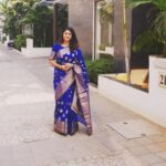 Kaniha Instagram - Happy Pongal..Draped in a saree after quite a long time. Fell in love with this Royal blue Banarasi saree the moment I saw the mannequin draped in it.. #happypongal #sareelover