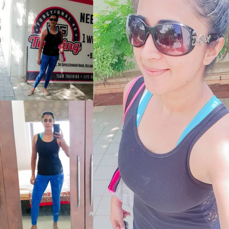Kaniha Instagram - 6 weeks of consistency and discipline from my end. 5 kgs down amd 2 inches down as a result.. Feeling good not for anybody else or for any new poject but just for myself...coz we all deserve to be fit. #feelinghappy #F45 Thanks @f45_neelankarai 🙏 @kuttisurf @its_lonewolf_ @bigboy_avr
