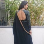 Kaniha Instagram - Beating the lockdown blues by wearing this elegant,classy, beautiful dark green georgette floor length Anarkali from @styledivalabel with embroidery detailing on chest and sleeves with maroon velvet and gold border on base !! The shawl is finished with gold beads border ! @styledivalabel I love how you put in that tender loving care and creativity into each and every dress you create. Loved wearing this ❤ Thank you so so much @anooshageorgesunoj #kaniha #styledivalabel