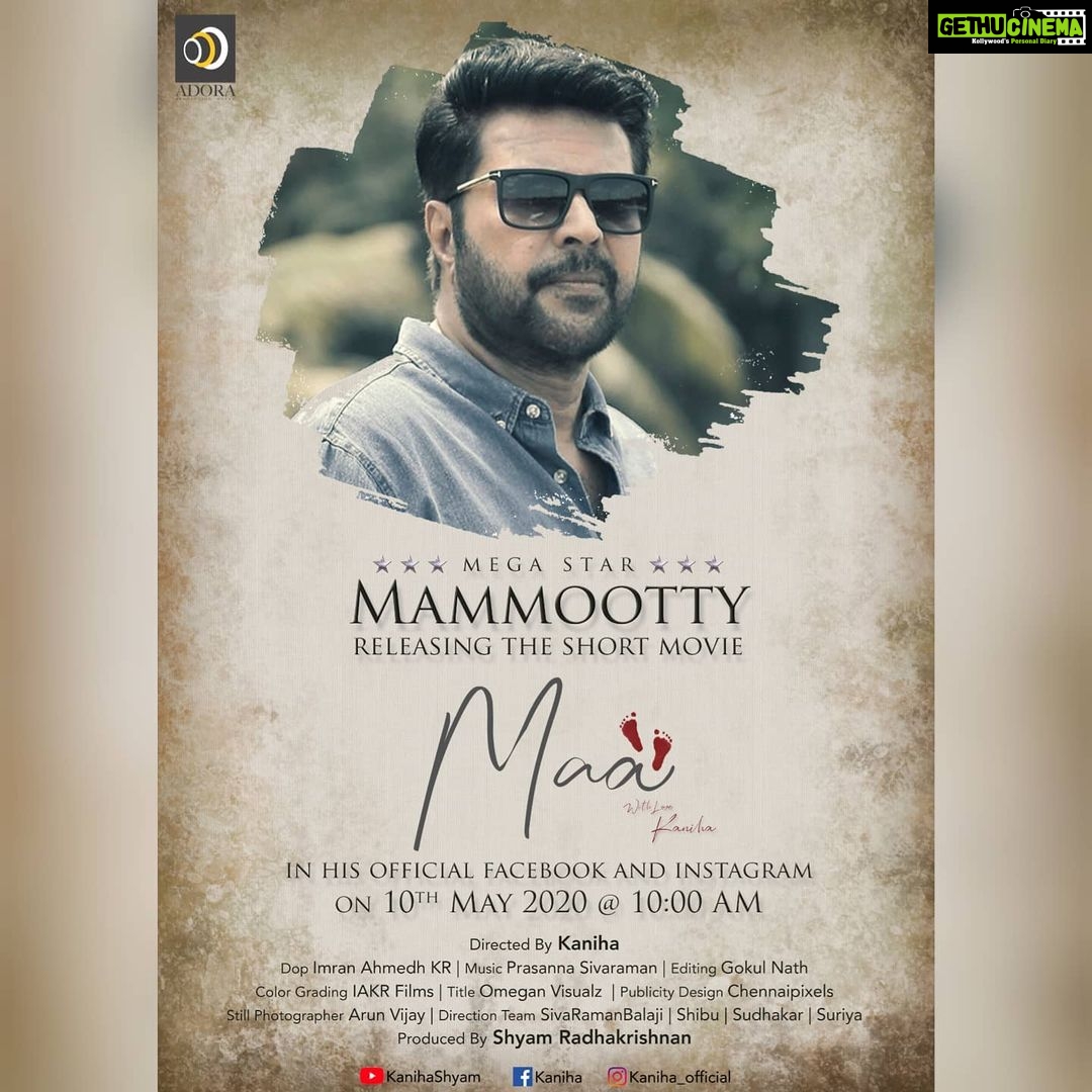 Kaniha Instagram - OMG...Sharing the excitement with you all.. Our dear Mammooka will be launching the short film "MAA" on Mother's day May 10 at 10am. A true legend who doesn't think twice to encourage and support new talents. Thank You Mammooka ,this will be etched in my memories forever. ❤ #mamooty #kaniha #shortfilm #maa @mammootty @mammootty_fc @mammoottyfansclub