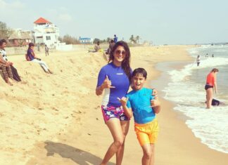 Kaniha Instagram - Sunday morning fun with my love ❤ Falling into the lap of the ocean .. Chasing the wavesand trying to ride 'em.. @surfturf.covelongpoint Well be back soon Surfing Covelong Point