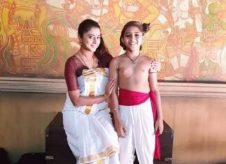 Kaniha Instagram - With the champ❤ @achuthan_b_nair Good luck dear @mamangam_themovie #kaniha