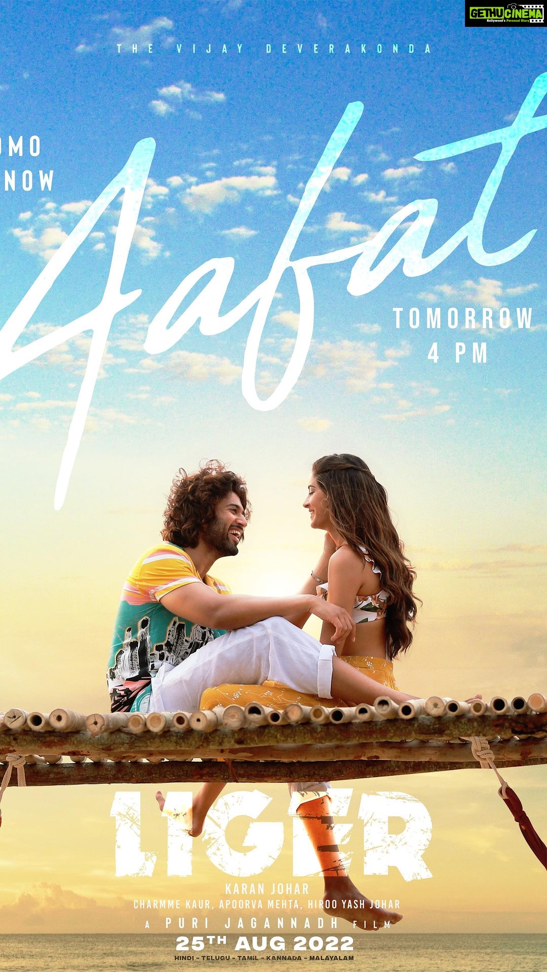 Karan Johar Instagram - A glimpse of pure love, affection and madness! #Aafat, the new song from #Liger is out tomorrow at 4pm! @miketyson @thedeverakonda @ananyapanday #PuriJagannadh @charmmekaur @apoorva1972 @vish_666 @ronitboseroy @meramyakrishnan @vish_666 @tanishk_bagchi @zarakhan @therashmivirag @singer_simha @ravurisravana.bhargavi @poetbb @manzoor_ibrahim @jyotsnaradhakrishnan @sijuthuravoor @santhoshvenkysinger @divyaramchandra @varadarajazad @deepakbluesinger @haripriyasinger @sagar_singer @piyush_bhagat @shaziasamji @azeemdayani @dharmamovies @puriconnects @sonymusicindia @sonymusic_south @aafilms.official