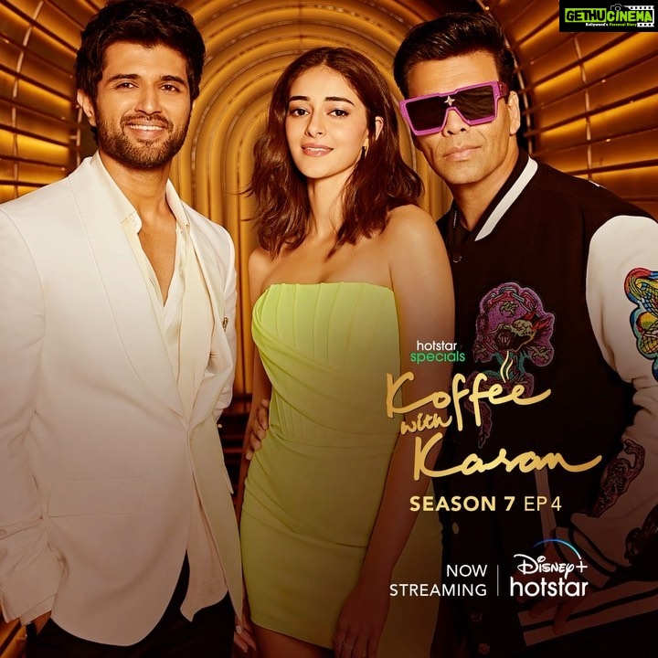 Karan Johar Instagram - On the platter today - many beans spilled!🤠#HotstarSpecials #KoffeeWithKaranS7 EP 4 streaming now only on Disney+ Hotstar. @disneyplushotstar @thedeverakonda @ananyapanday @apoorva1972 @jahnviobhan @aneeshabaig @dharmaticent