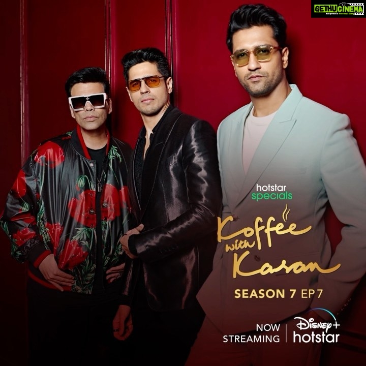 Karan Johar Instagram - Time to sadke jaava on these two mundas on the Koffee couch!💥 #HotstarSpecials #KoffeeWithKaranS7 Episode 7, now streaming only on Disney+ Hotstar. @disneyplushotstar @sidmalhotra @vickykaushal09 @apoorva1972 @jahnviobhan @aneeshabaig @dharmaticent