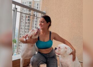 Kavya Thapar Instagram - Swipe to see how quickly my post workout photoshoot evolved 😂😋🐶 #naira #polar #cotton #mybabies #boxers #boxersofinstagram 🌎🌝❤️ Mumbai, Maharashtra