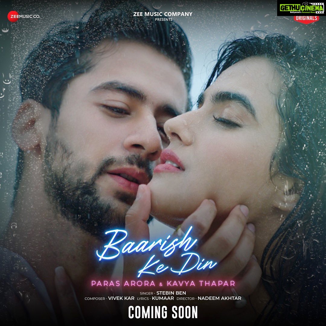 Kavya Thapar Instagram - Paras Arora & Kavya Thapar are coming to make our monsoon romantic with #BaarishKeDin sung by #StebinBen 💕 #ZeeMusicOriginals @iamparasarora @kavyathapar20 @stebinben @onlinenadeem @saurabh_prajapati24 @vivekkarofficial @kumaarofficial @anuragbedii @zeemusiccompany 💕 India