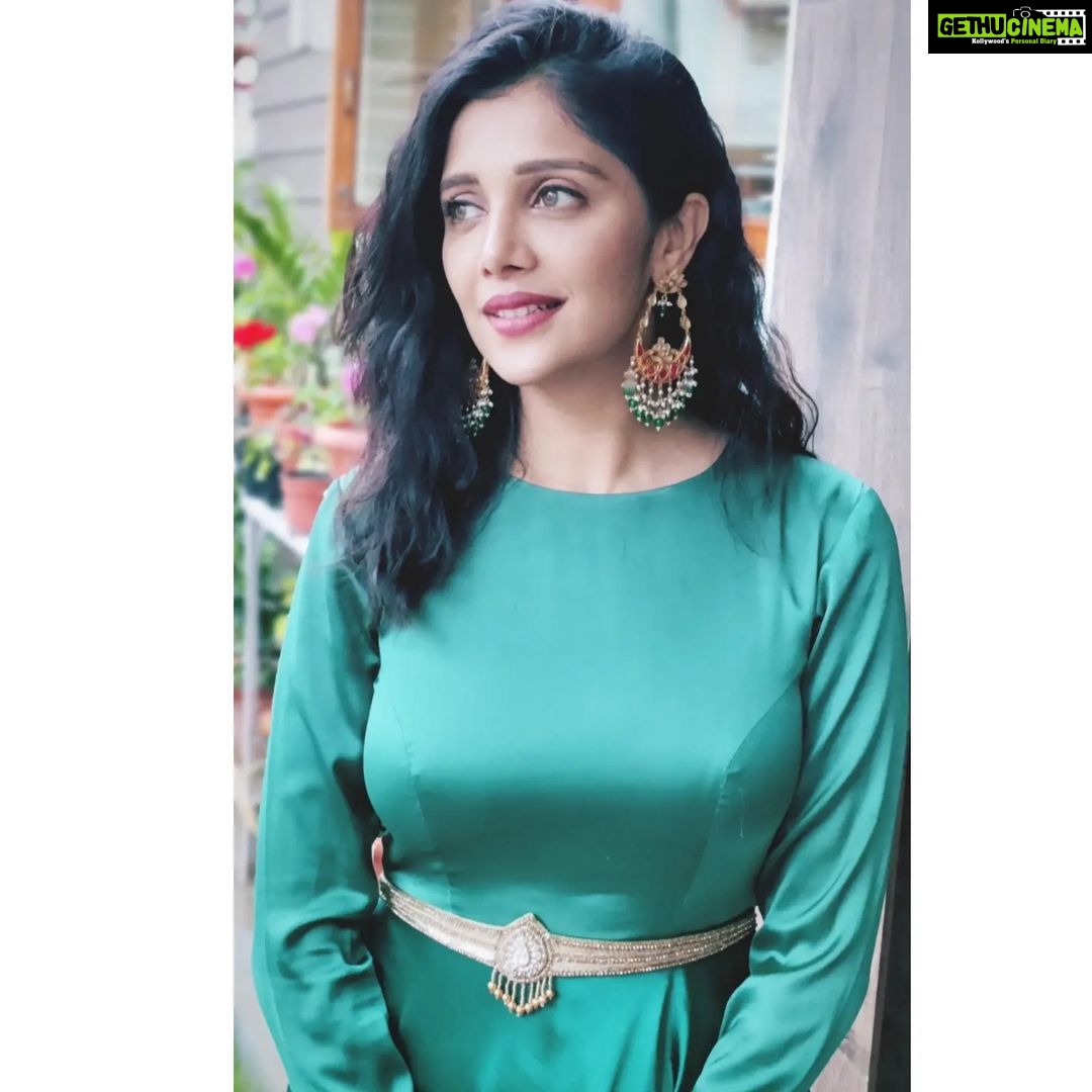 Milana Nagaraj Instagram - In the colour of nature and hope! Outfit: @lotuslabel.bengaluru Accessories :@silver_store_matapayals #milananagaraj #darlingKrishna #krissmi