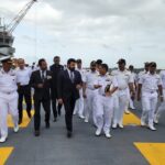 Mohanlal Instagram - Honoured to be onboard India’s 1st Indigenous Aircraft Carrier (IAC), soon to be commissioned as Vikrant, built in Cochin Shipyard Limited, Kerala. After 13 long years of dedicated construction, she sets sail as a true engineering marvel that further fortifies the Indian Navy and speaks volumes about India’s shipbuilding capabilities. I express my heartfelt gratitude for this matchless opportunity, especially to the Commanding Officer, Commodore Vidhyadhar Harke, VSM, and Mr. Madhu Nair, the Chairman & Managing Director of Cochin Shipyard Limited, for their warm reception. Witnessing the unmatched peculiarities of this mean machine urges me to triumphantly salute all the people behind IAC Vikrant, the wonder. May she always be victorious at sea! #IAC #VIKRANT #IndianNavy