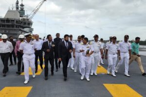 Mohanlal Instagram - Honoured to be onboard India’s 1st Indigenous Aircraft Carrier (IAC), soon to be commissioned as Vikrant, built in Cochin Shipyard Limited, Kerala. After 13 long years of dedicated construction, she sets sail as a true engineering marvel that further fortifies the Indian Navy and speaks volumes about India’s shipbuilding capabilities. 

I express my heartfelt gratitude for this matchless opportunity, especially to the Commanding Officer, Commodore Vidhyadhar Harke, VSM, and Mr. Madhu Nair, the Chairman & Managing Director of Cochin Shipyard Limited, for their warm reception.

Witnessing the unmatched peculiarities of this mean machine urges me to triumphantly salute all the people behind IAC Vikrant, the wonder. May she always be victorious at sea!

#IAC #VIKRANT #IndianNavy