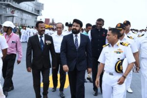 Mohanlal Instagram - Honoured to be onboard India’s 1st Indigenous Aircraft Carrier (IAC), soon to be commissioned as Vikrant, built in Cochin Shipyard Limited, Kerala. After 13 long years of dedicated construction, she sets sail as a true engineering marvel that further fortifies the Indian Navy and speaks volumes about India’s shipbuilding capabilities. 

I express my heartfelt gratitude for this matchless opportunity, especially to the Commanding Officer, Commodore Vidhyadhar Harke, VSM, and Mr. Madhu Nair, the Chairman & Managing Director of Cochin Shipyard Limited, for their warm reception.

Witnessing the unmatched peculiarities of this mean machine urges me to triumphantly salute all the people behind IAC Vikrant, the wonder. May she always be victorious at sea!

#IAC #VIKRANT #IndianNavy