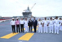 Mohanlal Instagram - Honoured to be onboard India’s 1st Indigenous Aircraft Carrier (IAC), soon to be commissioned as Vikrant, built in Cochin Shipyard Limited, Kerala. After 13 long years of dedicated construction, she sets sail as a true engineering marvel that further fortifies the Indian Navy and speaks volumes about India’s shipbuilding capabilities. I express my heartfelt gratitude for this matchless opportunity, especially to the Commanding Officer, Commodore Vidhyadhar Harke, VSM, and Mr. Madhu Nair, the Chairman & Managing Director of Cochin Shipyard Limited, for their warm reception. Witnessing the unmatched peculiarities of this mean machine urges me to triumphantly salute all the people behind IAC Vikrant, the wonder. May she always be victorious at sea! #IAC #VIKRANT #IndianNavy