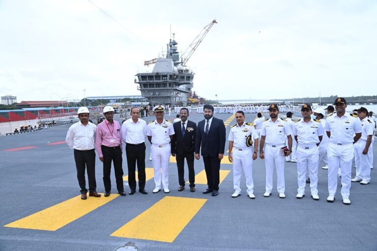 Mohanlal Instagram - Honoured to be onboard India’s 1st Indigenous Aircraft Carrier (IAC), soon to be commissioned as Vikrant, built in Cochin Shipyard Limited, Kerala. After 13 long years of dedicated construction, she sets sail as a true engineering marvel that further fortifies the Indian Navy and speaks volumes about India’s shipbuilding capabilities. I express my heartfelt gratitude for this matchless opportunity, especially to the Commanding Officer, Commodore Vidhyadhar Harke, VSM, and Mr. Madhu Nair, the Chairman & Managing Director of Cochin Shipyard Limited, for their warm reception. Witnessing the unmatched peculiarities of this mean machine urges me to triumphantly salute all the people behind IAC Vikrant, the wonder. May she always be victorious at sea! #IAC #VIKRANT #IndianNavy