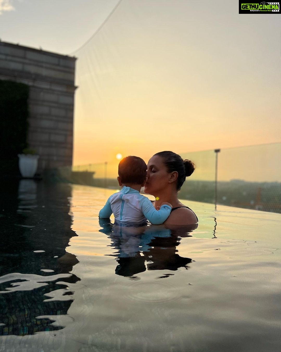 Neha Dhupia Instagram - We reflect ♥️ … our baby boy @guriqdhupiabedi . . . . . . . . . @theleelapalacenewdelhi @theleela