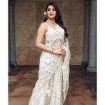 Nidhhi Agerwal Instagram - She was temptation wrapped in simple elegance 🤍🕊🦢🐚🍦🏹❤️‍🔥 Styled by: @nikhitaniranjan Shot by: @livingin24fps Photography team: @anupamasindhia Outfit: @roujeofficial Jewellery: @konikajewellery Hair: @priyahairandmakeup_