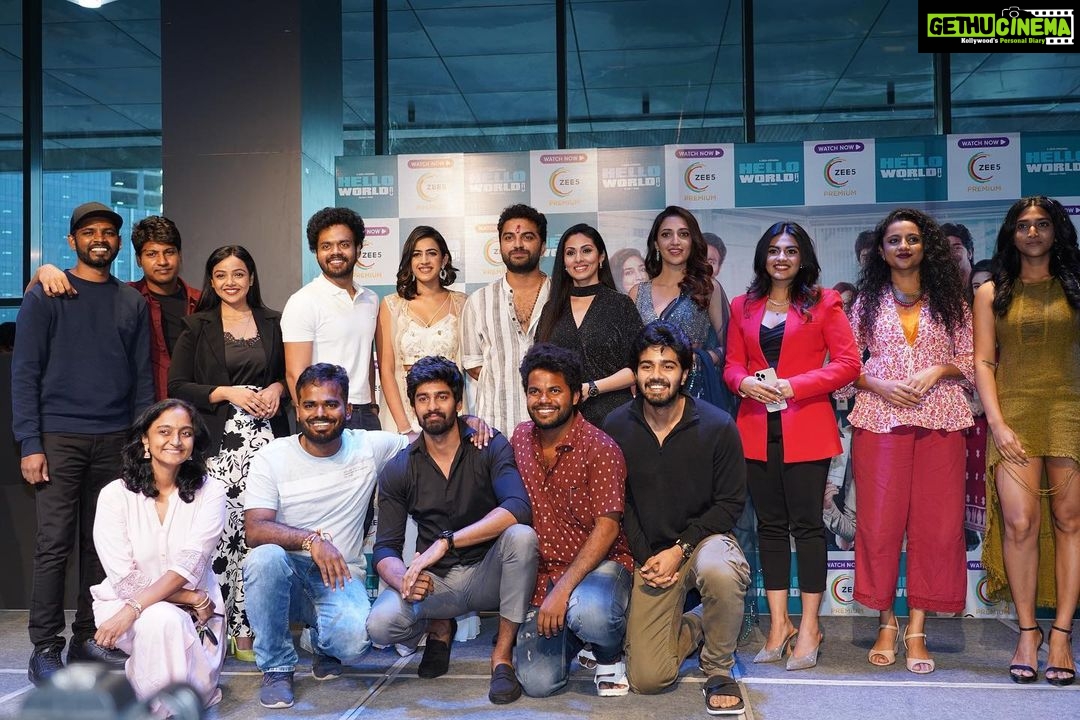 Niharika Konidela Instagram - Receiving some immense love for HELLO WORLD! π More and more love to you, my dearest TEAM! π€ stronger together! πͺπΌ Thank you so @vishwaksens π€ and @iamnehashetty βΊοΈ for making the event more special! #HelloWorldOnZee5