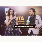 Paridhi Sharma Instagram - It was truly a fun segment 😀 Thoroughly enjoyed the conversation 👏 @iamparitoshtripathi your timing is bang on 👍 Thanks for the edit also 😇 @theitaofficial Dress designer @mayatrijaiswar #fun #hilarious #moments #redcarpet #comictimings #laughterdose